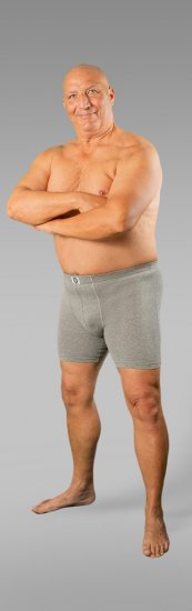 20 Nodi Stretch Cotton Boxer with Embroidered Long Leg Grey - Spodná bielizeň - Spodné Prádlo 2XL-8XL
