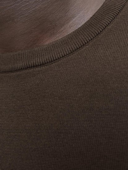 Jack & Jones BASIC Knitted Sweater Brown - Mikiny & mikiny bez kapucne - Mikiny & Mikiny s Kapucňou 2XL-12XL