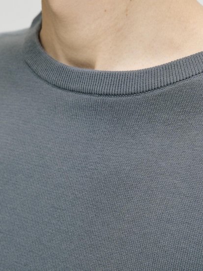 Jack & Jones BASIC Knitted Sweater Grey - Mikiny & mikiny bez kapucne - Mikiny & Mikiny s Kapucňou 2XL-12XL