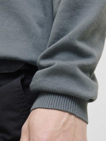 Jack & Jones BASIC Knitted Sweater Grey - Mikiny & mikiny bez kapucne - Mikiny & Mikiny s Kapucňou 2XL-12XL
