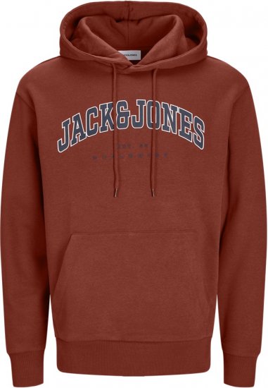 Jack & Jones CALEB Hoodie Red - Mikiny & mikiny bez kapucne - Mikiny & Mikiny s Kapucňou 2XL-12XL