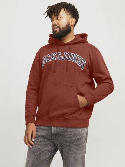 Jack & Jones CALEB Hoodie Red - Mikiny & mikiny bez kapucne - Mikiny & Mikiny s Kapucňou 2XL-12XL