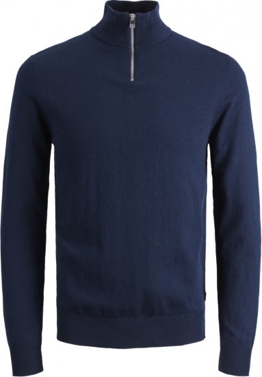 Jack & Jones Emil Knitted Pullover Blue - Mikiny & mikiny bez kapucne - Mikiny & Mikiny s Kapucňou 2XL-12XL
