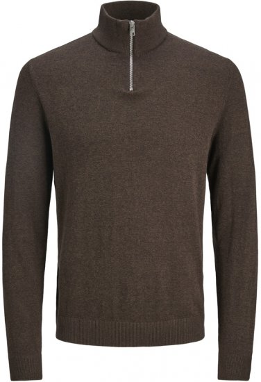 Jack & Jones Emil Knitted Pullover Brown - Mikiny & mikiny bez kapucne - Mikiny & Mikiny s Kapucňou 2XL-12XL