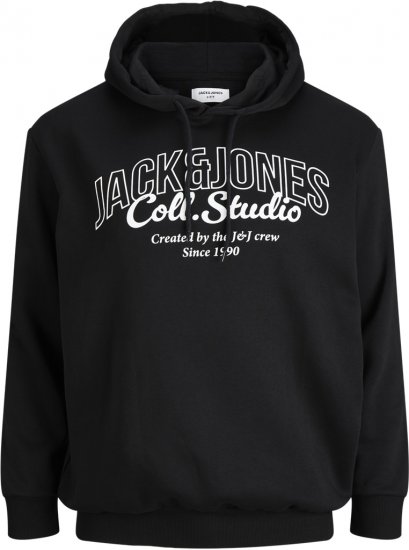 Jack & Jones Makoto Hoodie Black - Mikiny & mikiny bez kapucne - Mikiny & Mikiny s Kapucňou 2XL-12XL
