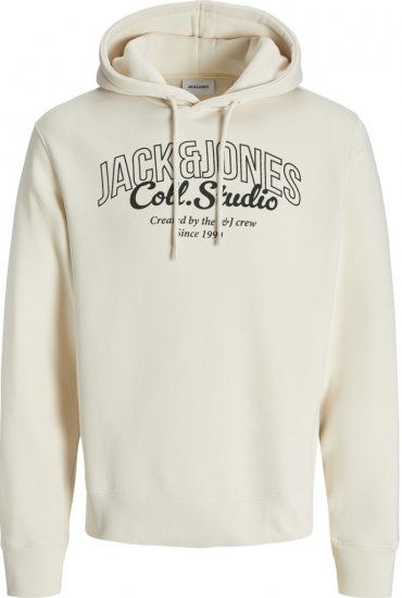 Jack & Jones Makoto Hoodie White - Mikiny & mikiny bez kapucne - Mikiny & Mikiny s Kapucňou 2XL-12XL