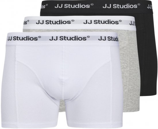Jack & Jones Soho Solid Trunks 3-pack White/Grey/Black - Spodná bielizeň - Spodné Prádlo 2XL-8XL