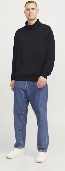 Jack & Jones Basic Knitted Sweater with Rolled Neck Black - Mikiny & mikiny bez kapucne - Mikiny & Mikiny s Kapucňou 2XL-12XL