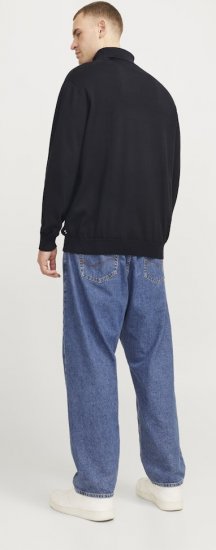 Jack & Jones Basic Knitted Sweater with Rolled Neck Black - Mikiny & mikiny bez kapucne - Mikiny & Mikiny s Kapucňou 2XL-12XL