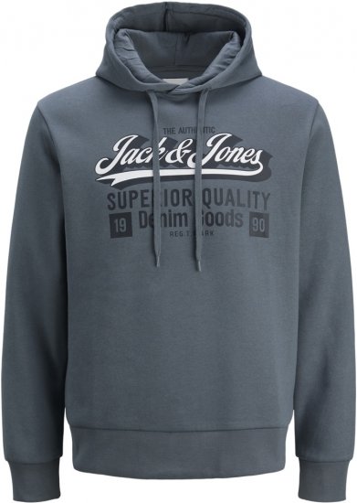 Jack & Jones 2 COL LOGO Hoodie Grey - Mikiny & mikiny bez kapucne - Mikiny & Mikiny s Kapucňou 2XL-12XL