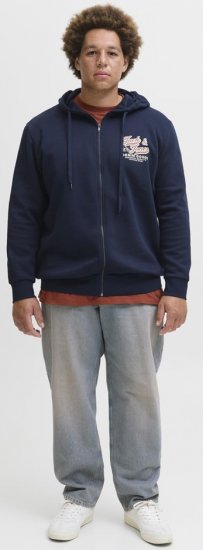 Jack & Jones Logo 2 COL Hoodie with Zipper Blue - Mikiny & mikiny bez kapucne - Mikiny & Mikiny s Kapucňou 2XL-12XL
