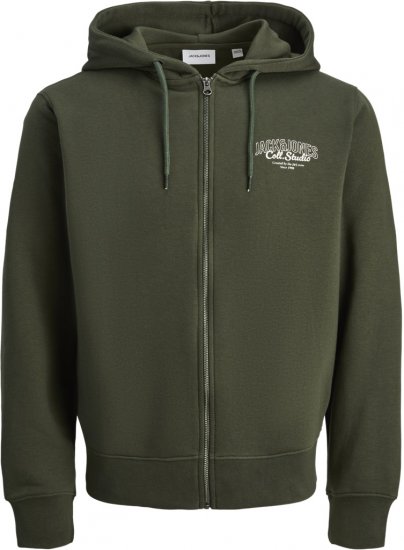 Jack & Jones Makoto Hoodie with Zipper Green - Mikiny & mikiny bez kapucne - Mikiny & Mikiny s Kapucňou 2XL-12XL
