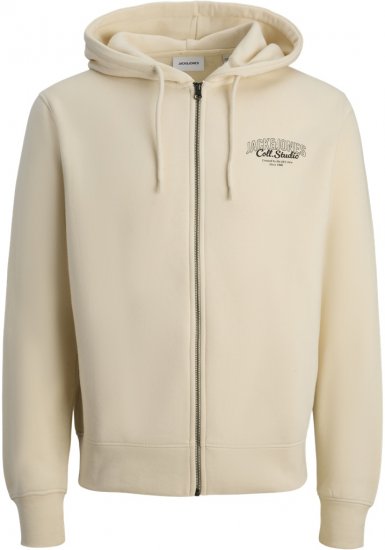 Jack & Jones Makoto Hoodie with Zipper White - Mikiny & mikiny bez kapucne - Mikiny & Mikiny s Kapucňou 2XL-12XL