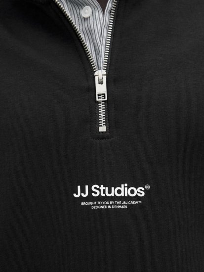 Jack & Jones Soho Sweatshirt with Zipper Black - Mikiny & mikiny bez kapucne - Mikiny & Mikiny s Kapucňou 2XL-12XL