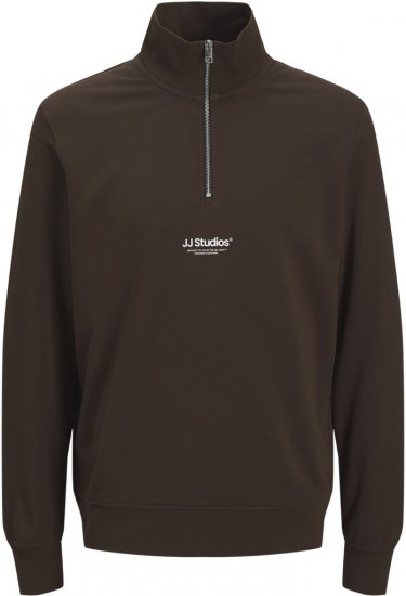 Jack & Jones Soho Sweatshirt with Zipper Brown - Mikiny & mikiny bez kapucne - Mikiny & Mikiny s Kapucňou 2XL-12XL