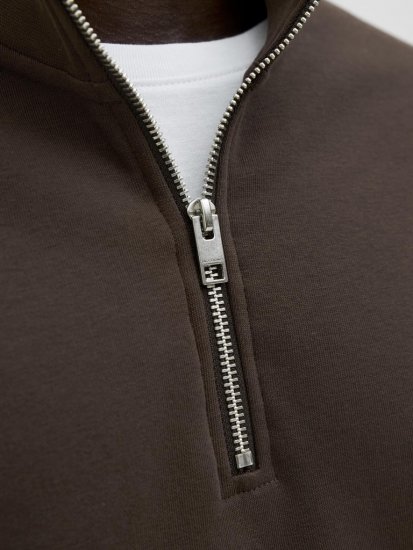 Jack & Jones Soho Sweatshirt with Zipper Brown - Mikiny & mikiny bez kapucne - Mikiny & Mikiny s Kapucňou 2XL-12XL