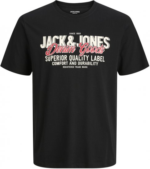 Jack & Jones Logo 2COL T-Shirt Black - Tričká - Nadrozmerné tričká - 2XL-14XL