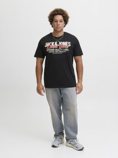 Jack & Jones Logo 2COL T-Shirt Black - Tričká - Nadrozmerné tričká - 2XL-14XL