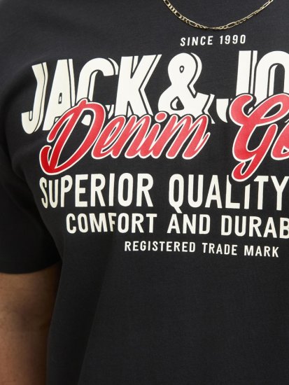 Jack & Jones Logo 2COL T-Shirt Black - Tričká - Nadrozmerné tričká - 2XL-14XL