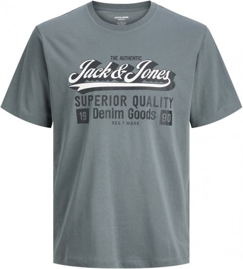 Jack & Jones Logo 2COL T-shirt Grey - Tričká - Nadrozmerné tričká - 2XL-14XL