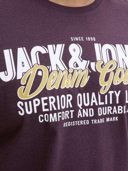 Jack & Jones Logo 2COL T-shirt Purple - Tričká - Nadrozmerné tričká - 2XL-14XL
