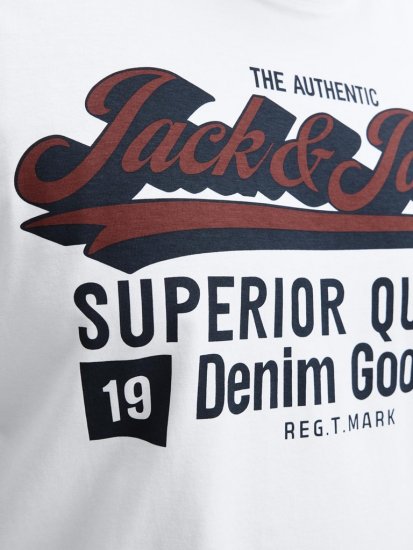 Jack & Jones Logo 2COL T-Shirt White - Tričká - Nadrozmerné tričká - 2XL-14XL