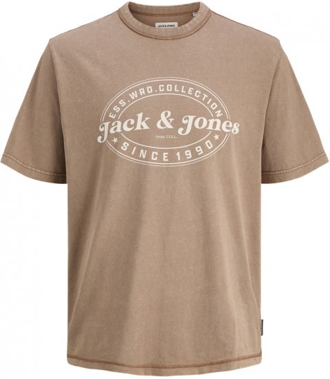 Jack & Jones Dover T-shirt Short Sleeve Brown - Tričká - Nadrozmerné tričká - 2XL-14XL
