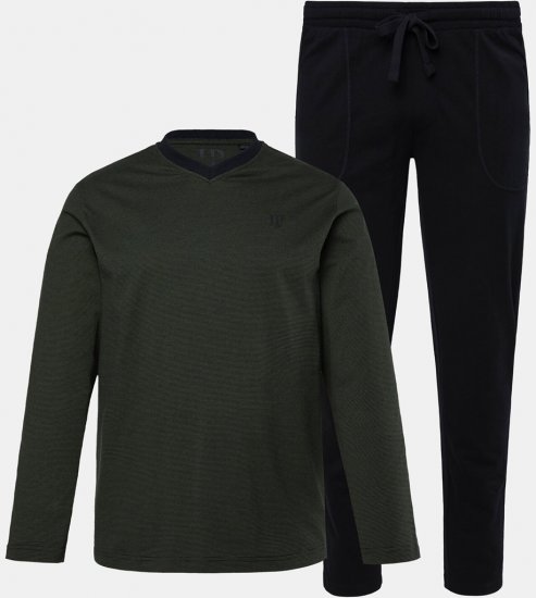 JP1880 Pyjamas Two-piece Striped Dark Green - Spodná bielizeň - Spodné Prádlo 2XL-8XL