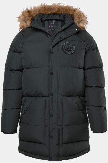 JP1880 Quilted Parka Lightweight and Warm with Faux Fur Hood Dark Green - Bundy - Bundy Nadmerné Veľkosti 2XL-8XL