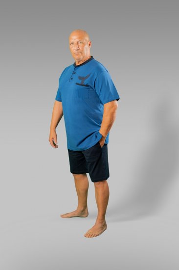 20 Nodi Short Pajamas in Combed Cotton Jersey Blue/Black - Spodná bielizeň - Spodné Prádlo 2XL-8XL