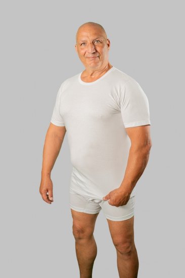 20 Nodi Short Sleeve Crew Neck in Combed Cotton Jersey White - Spodná bielizeň - Spodné Prádlo 2XL-8XL