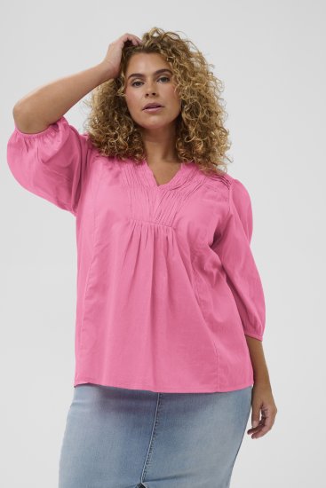 Kaffe Curve Karlia 3/4 Sleeve Blouse Pink - Blúzky & tuniky - 