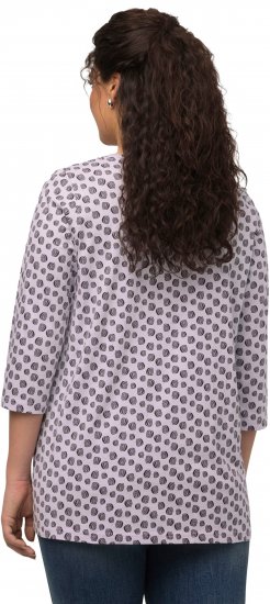 Ulla Popken Polka Dot 3/4 Sleeve Square Neck A-Line Tee Light Blue-Grey - Potlačené tričká pre ženy - 
