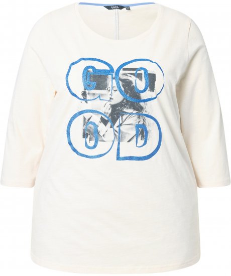 Ulla Popken Photo Graphic 3/4 Sleeve Tee Pearl White - Potlačené tričká pre ženy - 