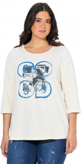 Ulla Popken Photo Graphic 3/4 Sleeve Tee Pearl White - Potlačené tričká pre ženy - 