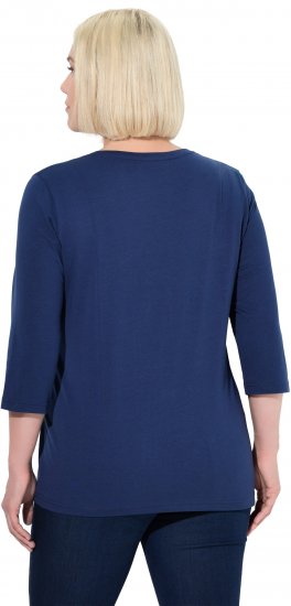 Ulla Popken Decorative Plant 3/4 Sleeve T-Shirt Ink Blue - Potlačené tričká pre ženy - 