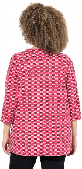Ulla Popken Minimalist Ho Ho Ho Print 3/4 Sleeve Tee Salsa Red - Potlačené tričká pre ženy - 