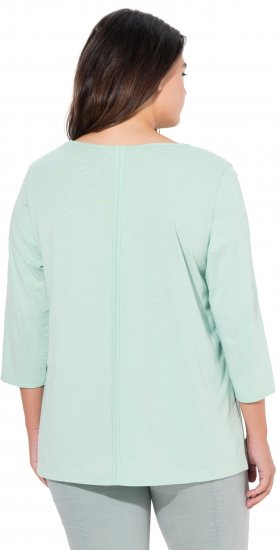 Ulla Popken Metallic Lettering 3/4 Sleeve Tee Mint Green - Potlačené tričká pre ženy - 