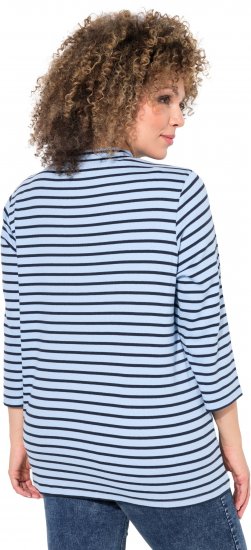 Ulla Popken Striped 3/4 Sleeve Turtleneck Tee Light Blue - Potlačené tričká pre ženy - 