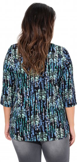 Ulla Popken Graphic Print Square Neck Tee Black - Potlačené tričká pre ženy - 