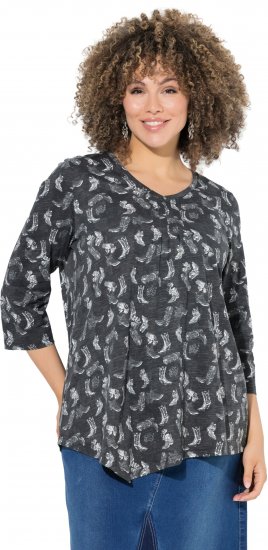 Ulla Popken Asymmetric Cowboy Boot Print Tee Black - Potlačené tričká pre ženy - 