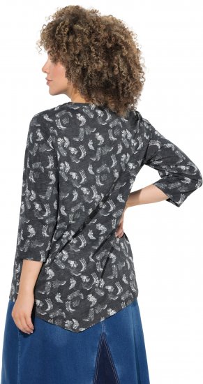 Ulla Popken Asymmetric Cowboy Boot Print Tee Black - Potlačené tričká pre ženy - 