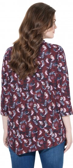 Ulla Popken Asymmetric Cowboy Boot Print Tee Dark Ruby - Potlačené tričká pre ženy - 