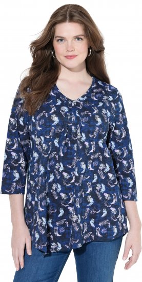 Ulla Popken Asymmetric Cowboy Boot Print Tee Dark Blue - Potlačené tričká pre ženy - 