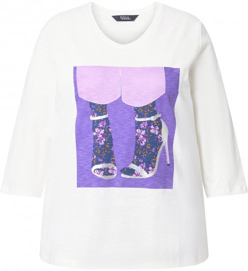 Ulla Popken Fashion Graphic T-Shirt Off-White - Potlačené tričká pre ženy - 