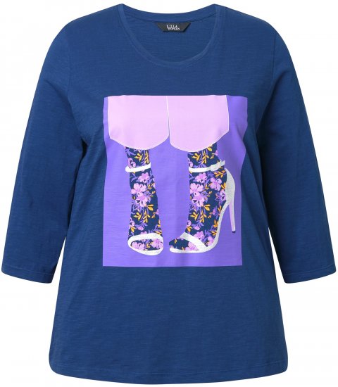 Ulla Popken Fashion Graphic T-Shirt Dark Blue - Potlačené tričká pre ženy - 