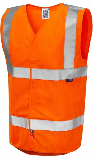 Leo Workwear Clifton Anti-static Waistcoat Hi-Vis Orange - Reflexné vesty - Reflexné vesty 3XL-6XL