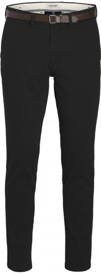 Jack & Jones Marco Adam Belted Slim Fit Chino Pants Black - Džínsy & nohavice - Džínsy a Nohavice - W40-W70