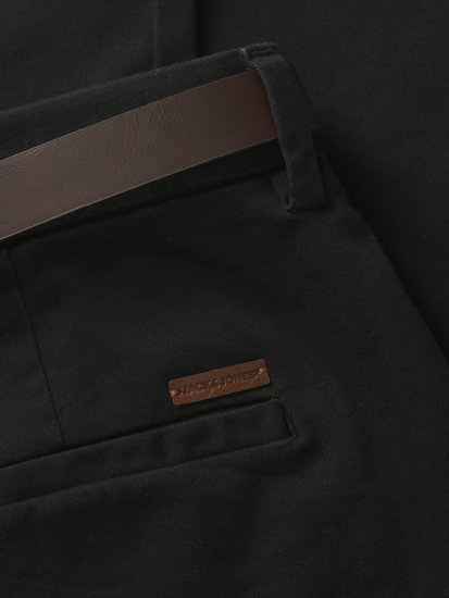 Jack & Jones Marco Adam Belted Slim Fit Chino Pants Black - Džínsy & nohavice - Džínsy a Nohavice - W40-W70