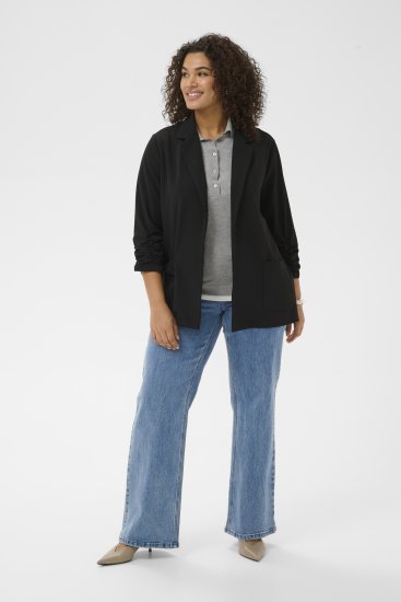 Kaffe Curve Pheolo 3/4 Sleeve Blazer Black Deep - Saká - 